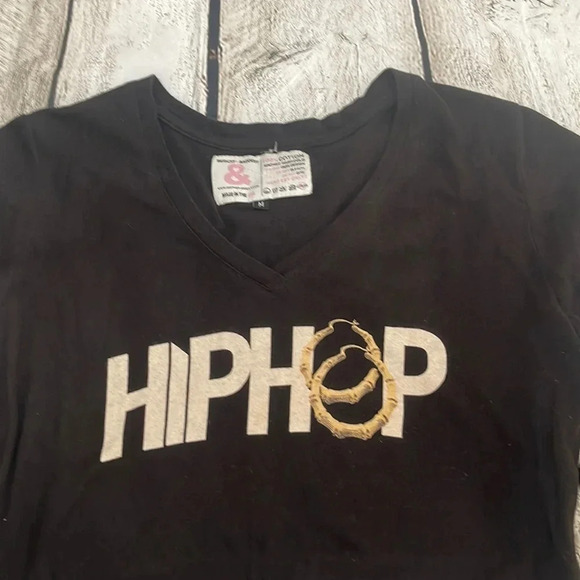 Women’s Biggest & Baddest HIPHOP black short sleeve top Medium - Picture 2 of 2